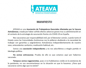 Manifiesto ATENAVA en el d&iacute;a de la salud laboral