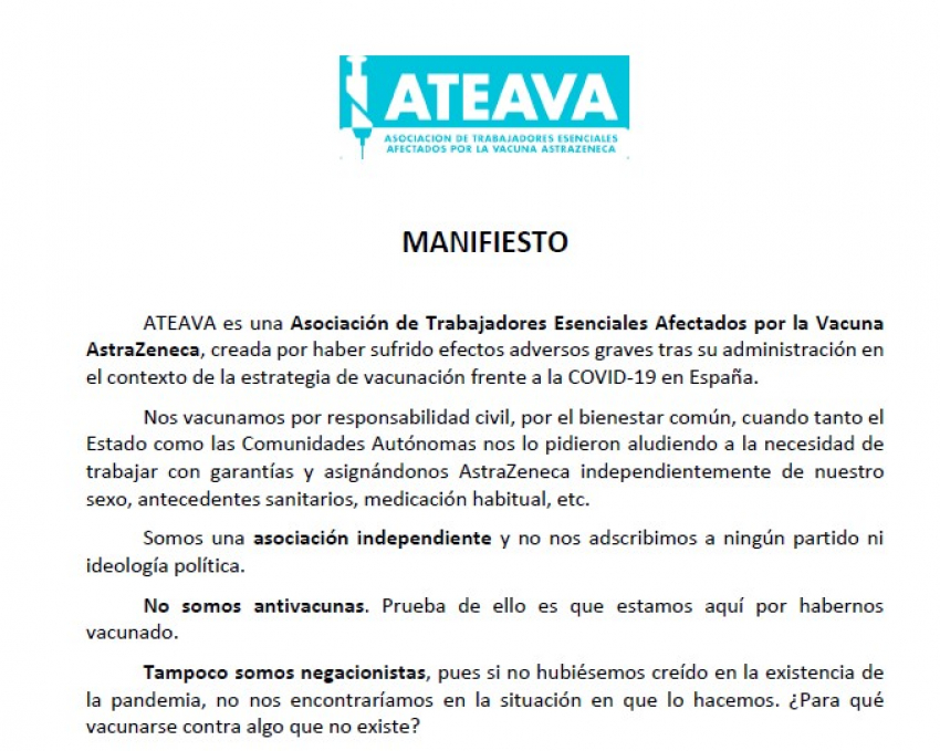 Manifiesto ATENAVA en el día de la salud laboral