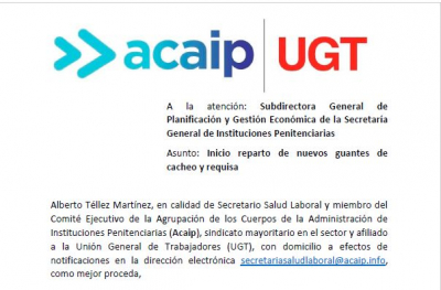 Solicitud inicio reparto guantes de cacheo