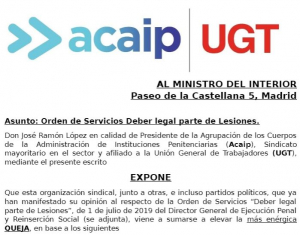 Acaip solicita el cese del secretario general y del Director general de Ejecuci&oacute;n penal