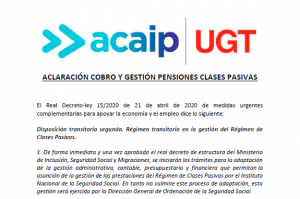 ACLARACI&Oacute;N COBRO Y GESTI&Oacute;N PENSIONES CLASES PASIVAS