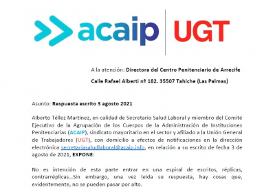 Respuesta directora CP Tahiche sobre la recepci&oacute;n de escritos