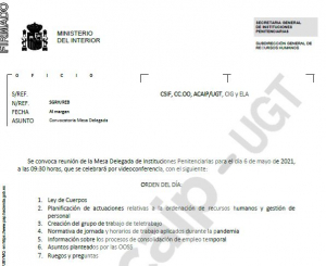 Convocatoria reuni&oacute;n mesa delegada II.PP