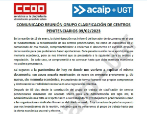 Comunicado reuni&oacute;n reclasificaci&oacute;n de centros (09/02/22)