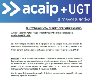 SOLITICITUD APTOS AYUDANTES OEP 2023 Y PAGO PRODUCTIVIDAD