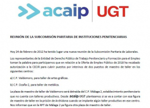 P. Laboral.- Reuni&oacute;n subcomisi&oacute;n paritaria