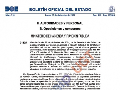 P. Laboral.- Admitid@s-excluid@s acceso libre y promoci&oacute;n interna