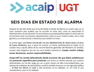 SEIS D&Iacute;AS EN ESTADO DE ALARMA !!!