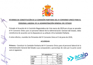 Comisi&oacute;n paritaria IV Convenio &Uacute;nico Personal Laboral