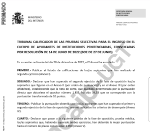 Corte examen supuestos Ayudantes y fecha realizaci&oacute;n prueba m&eacute;dica