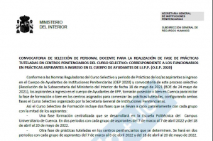 Convocatoria personal docente fase pr&aacute;cticas C. Ayudantes OEP 2020