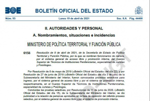 Nombramiento carrera C. T&eacute;cnico OEP 2019 (Libre e interna)