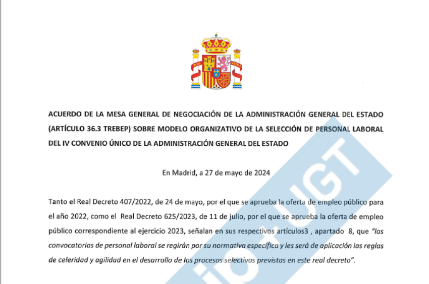 ACUERDO AGE MODELO ORGANIZATIVO PERSONAL LABORAL IV CONVENIO