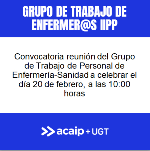 Convocatoria grupo de trabajo de Enfermer@s II.PP