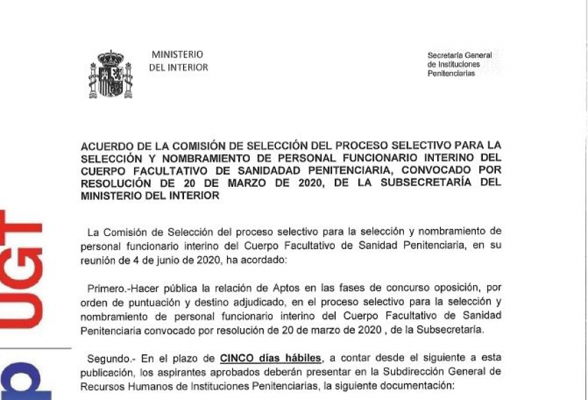 Nombramiento internos Cuerpo Facultativo II.PP