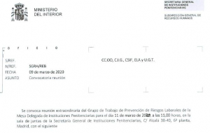 Convocatoria extraordinaria Prevenci&oacute;n mesa delegada