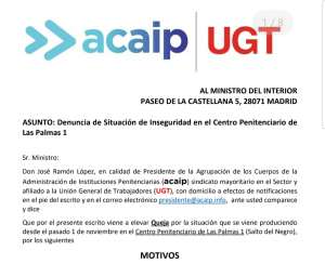 Escrito de QUEJA  al ministro interior por seguridad exterior