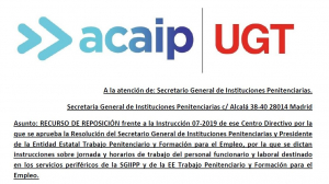 RECURSO DE REPOSICI&Oacute;N frente a la Instrucci&oacute;n 07-2019 de jornadas y horarios