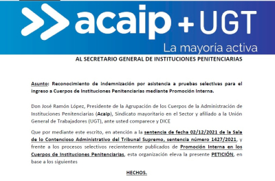 Indemnizaci&oacute;n pruebas selectivas promoci&oacute;n interna