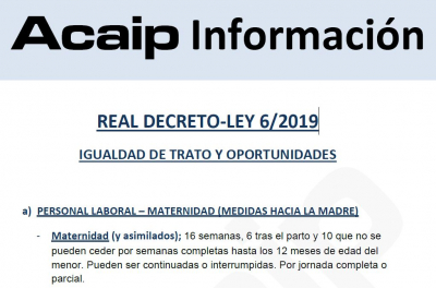 Entrada en vigor REAL DECRETO-LEY 6/2019
