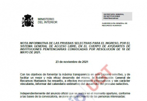 Nota informativa proceso selectivo C. Ayudantes OEP 2020