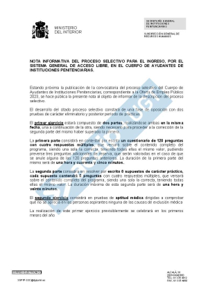 Nota informativa proceso selectivo Acceso libre Ayudantes OEP 2023