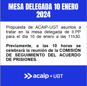 Convocatoria MESA DELEGADA II.PP 10 de enero a las 11h30