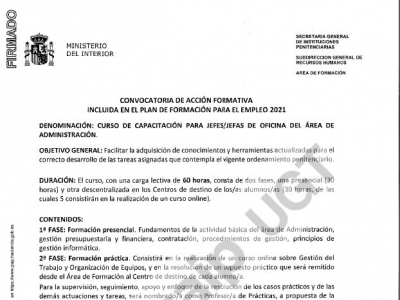 Convocado curso Jefe de oficinas administraci&oacute;n