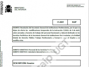 Instrucci&oacute;n 5/2021: horarios
