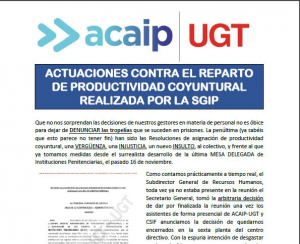 Actuaciones contra el reparto de la productividad coyuntural