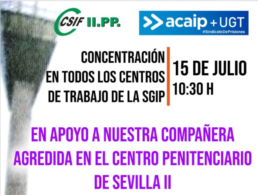 Concentraciones en todos los C.P para el día 15 julio en rechazo brutal agresión compañera en Sevilla 2