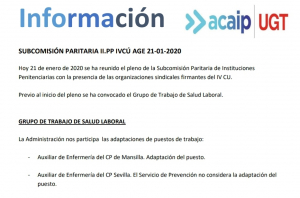 Personal laboral.- Comunicado reuni&oacute;n subcomisi&oacute;n paritaria