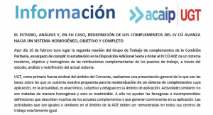 P. Laboral.- Grupo de trabajo de complementos