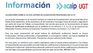 P. Laboral.- Aclaraci&oacute;n clasificaci&oacute;n profesional