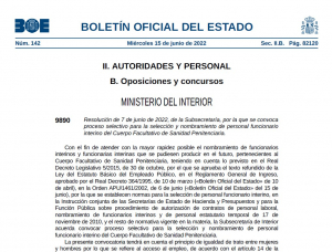 Convocatoria selecci&oacute;n interinos Cuerpo facultativo y enfermer@s