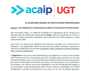 ACAIP+UGT solicita test para l@s emplead@s con sintomas en su puesto de trabajo