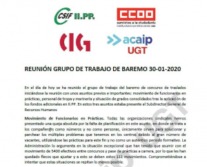 Comunicado reuni&oacute;n grupo de trabajo baremo