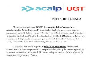 Un interno arroja lejia a la cara a un funcionario en el C.P de Mor&oacute;n