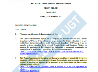 Votaci&oacute;n proposici&oacute;n de ley Agentes autoridad II.PP (22/03/22)