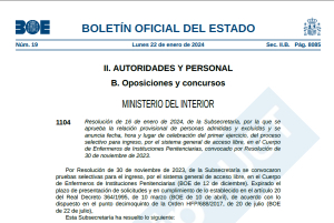 Cuerpo facultativo y enfermer@s: listados y fecha de examen