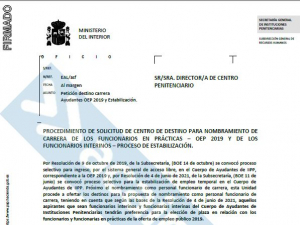 Procedimiento solicitud destinos  de carrera OEP 2019