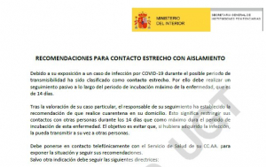 Consejos y recomendaciones en periodo de aislamiento sanitario en domicilio