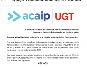 Presentaci&oacute;n QUEJA incidente videollamada