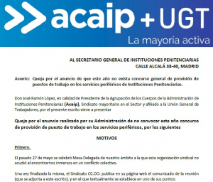 Queja ante la no convocatoria Concurso de traslados