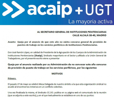 Queja ante la no convocatoria Concurso de traslados