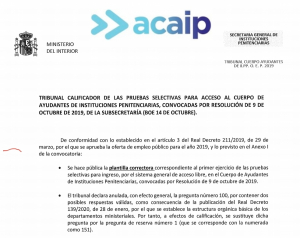 Publicaci&oacute;n plantilla oficial primer examen Ayudantes