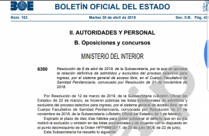 Relacion admitidos y excluidos al Cuerpo facultativo penitenciario