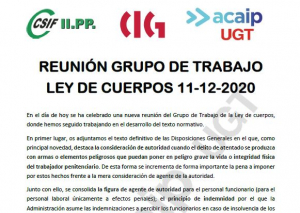 Ley de Cuerpos.- Comunicado reuni&oacute;n y propuestas (11/12/20)