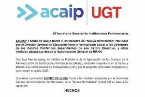 Escrito de QUEJA ante las medidas de "Nueva normalidad" en prisiones