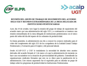 Comunicado reuni&oacute;n Mesa Delegada y de Seguimiento Acuerdo
